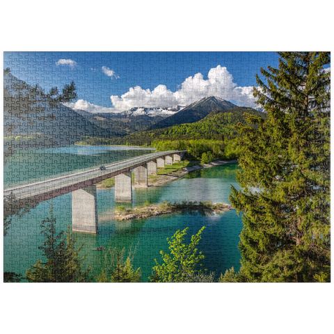 puzzleplate Brücke über den Sylvensteinstausee bei Lenggries 1000 Puzzle