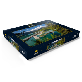 Darstellung des Puzzle Motivs Brücke über den Sylvensteinstausee bei Lenggries - Puzzleteile: 100