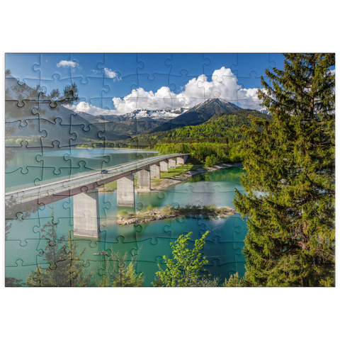 puzzleplate Brücke über den Sylvensteinstausee bei Lenggries 100 Puzzle