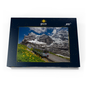 Jungfraubahn an der Station Eiger Gletscher (2320m) gegen Eiger (3970m) und Mönch (4107m) 1000 Puzzle Schachtel Ansicht3