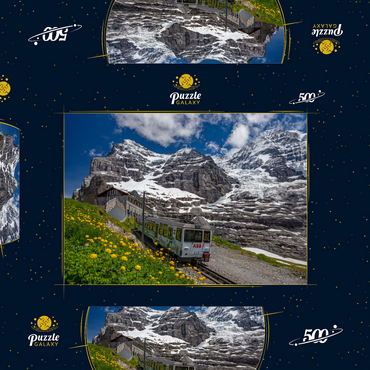 Jungfraubahn an der Station Eiger Gletscher (2320m) gegen Eiger (3970m) und Mönch (4107m) 500 Puzzle Schachtel 3D Modell