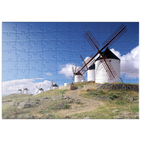 puzzleplate Windmühlen in Consuegra, Ciudad Real, Spanien 100 Puzzle