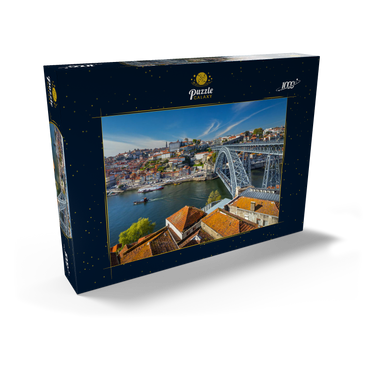 Altstadt Ribeira von Porto mit der Ponte Dom Luis I., Vila Nova de Gaia, Porto, Region Norte, Portugal 1000 Puzzle Schachtel Ansicht2