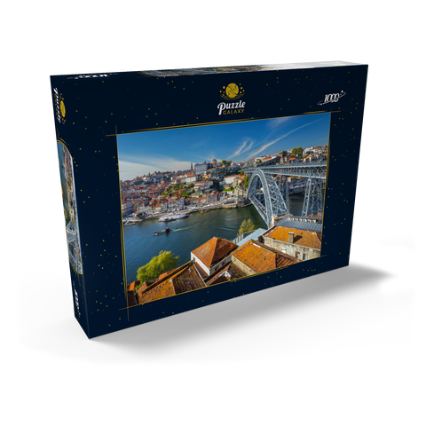 Altstadt Ribeira von Porto mit der Ponte Dom Luis I., Vila Nova de Gaia, Porto, Region Norte, Portugal 1000 Puzzle Schachtel Ansicht2