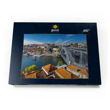 Altstadt Ribeira von Porto mit der Ponte Dom Luis I., Vila Nova de Gaia, Porto, Region Norte, Portugal 1000 Puzzle Schachtel Ansicht3