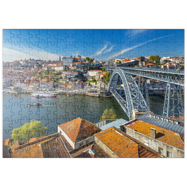 puzzleplate Altstadt Ribeira von Porto mit der Ponte Dom Luis I., Vila Nova de Gaia, Porto, Region Norte, Portugal 200 Puzzle