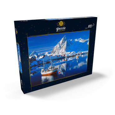Sakrisoy Hafen bei Reine mit Olstinden (674m) 100 Puzzle Schachtel Ansicht2