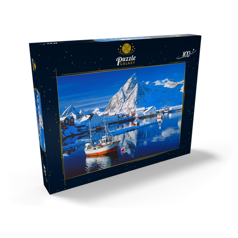 Sakrisoy Hafen bei Reine mit Olstinden (674m) 100 Puzzle Schachtel Ansicht2