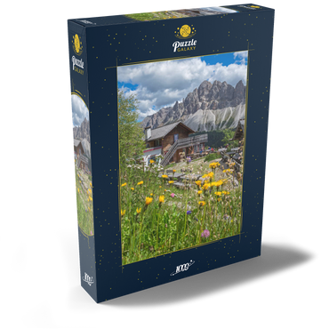 Schatzerhütte (2004m) gegen Aferer Geisler, Plose, Brixen, Dolomiten, Trentino-Südtirol, Italien 1000 Puzzle Schachtel Ansicht2