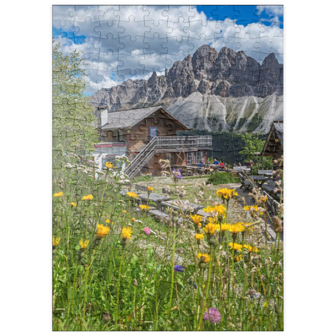 puzzleplate Schatzerhütte (2004m) gegen Aferer Geisler, Plose, Brixen, Dolomiten, Trentino-Südtirol, Italien 200 Puzzle