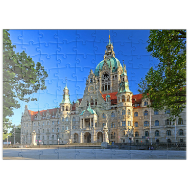 puzzleplate Neues Rathaus am Trammplatz, Hannover, Niedersachsen, Deutschland 100 Puzzle