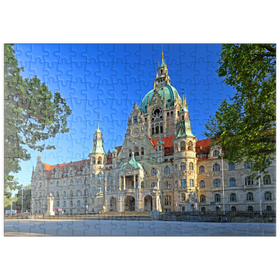 Darstellung des Puzzle Motivs Neues Rathaus am Trammplatz, Hannover, Niedersachsen, Deutschland - Puzzleteile: 200