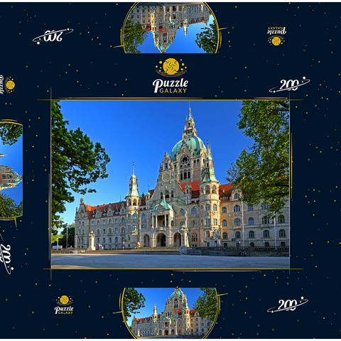 Neues Rathaus am Trammplatz, Hannover, Niedersachsen, Deutschland 200 Puzzle Schachtel 3D Modell
