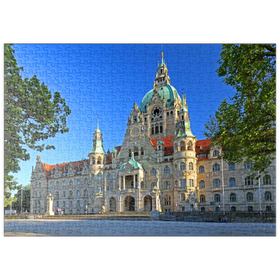 Darstellung des Puzzle Motivs Neues Rathaus am Trammplatz, Hannover, Niedersachsen, Deutschland - Puzzleteile: 500