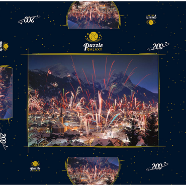 Feuerwerk über Garmisch-Partenkirchen, Oberbayern, Bayern, Deutschland 200 Puzzle Schachtel 3D Modell