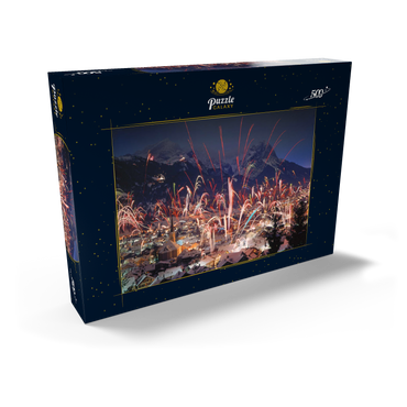 Feuerwerk über Garmisch-Partenkirchen, Oberbayern, Bayern, Deutschland 500 Puzzle Schachtel Ansicht2