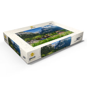 Alternative Darstellung des Puzzle-Motivs Bergdorf Grindelwald gegen Fiescherhorn und Eiger, Berner Oberland – Puzzleteile: 500