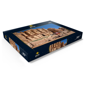 Darstellung des Puzzle Motivs Esel vor dem Monastery Ad-Deir (Al-Deir, El-Deir, Ed-Deir), antike Felsenstadt Petra, Jordanien - Puzzleteile: 200