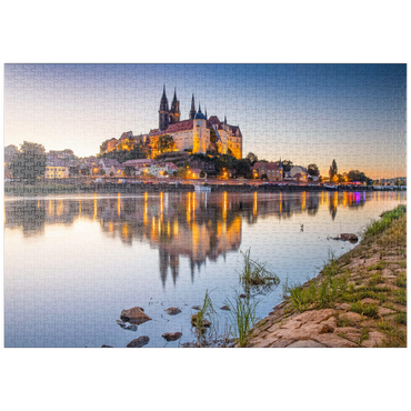 puzzleplate Blick über die Elbe zum Burgberg mit Dom und Albrechtsburg 1000 Puzzle