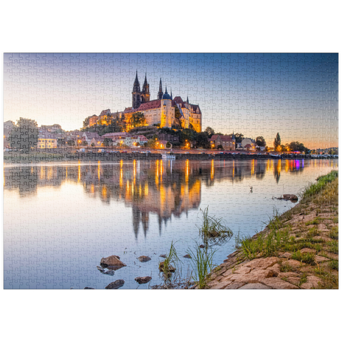 puzzleplate Blick über die Elbe zum Burgberg mit Dom und Albrechtsburg 1000 Puzzle