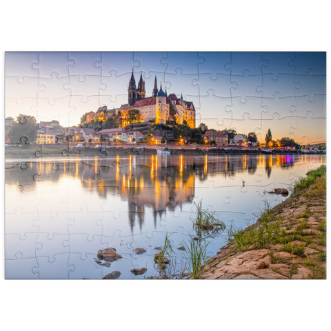 puzzleplate Blick über die Elbe zum Burgberg mit Dom und Albrechtsburg 100 Puzzle