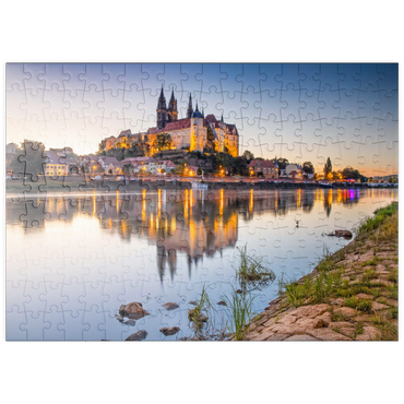 puzzleplate Blick über die Elbe zum Burgberg mit Dom und Albrechtsburg 200 Puzzle