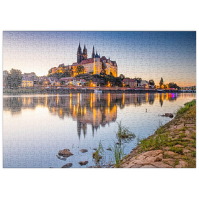 Darstellung des Puzzle-Motivs Blick über die Elbe zum Burgberg mit Dom und Albrechtsburg – Puzzleteile: 500