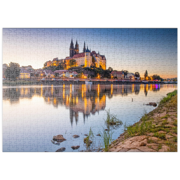 puzzleplate Blick über die Elbe zum Burgberg mit Dom und Albrechtsburg 500 Puzzle