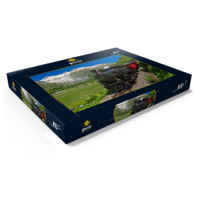 Darstellung des Puzzle Motivs Dampfzug von Muttbach-Belvedere nach Gletsch (1762m) - Puzzleteile: 100