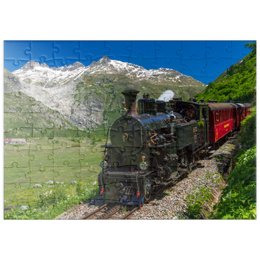 puzzleplate Dampfzug von Muttbach-Belvedere nach Gletsch (1762m) 100 Puzzle