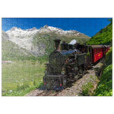 puzzleplate Dampfzug von Muttbach-Belvedere nach Gletsch (1762m) 200 Puzzle