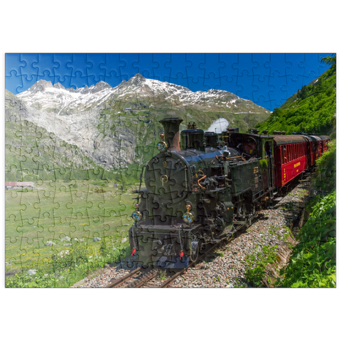 puzzleplate Dampfzug von Muttbach-Belvedere nach Gletsch (1762m) 200 Puzzle