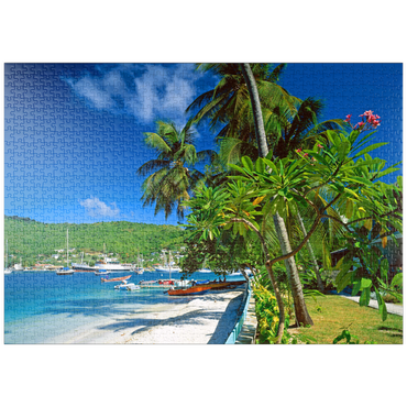 puzzleplate Strandweg in Port Elizabeth, Bequia Island, Grenadinen, Inseln über dem Winde, Karibik 1000 Puzzle