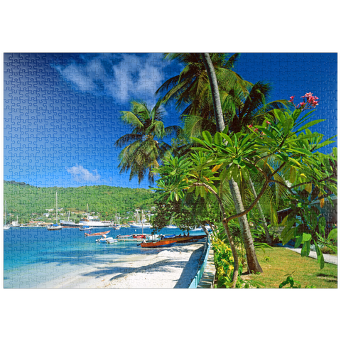 puzzleplate Strandweg in Port Elizabeth, Bequia Island, Grenadinen, Inseln über dem Winde, Karibik 1000 Puzzle