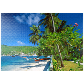 Darstellung des Puzzle Motivs Strandweg in Port Elizabeth, Inseln über dem Winde, Karibik - Puzzleteile: 1000