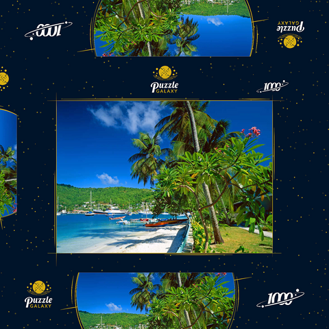 Strandweg in Port Elizabeth, Bequia Island, Grenadinen, Inseln über dem Winde, Karibik 1000 Puzzle Schachtel 3D Modell