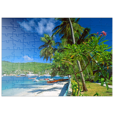 puzzleplate Strandweg in Port Elizabeth, Bequia Island, Grenadinen, Inseln über dem Winde, Karibik 100 Puzzle