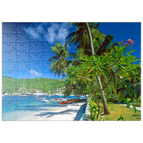 Darstellung des Puzzle Motivs Strandweg in Port Elizabeth, Inseln über dem Winde, Karibik - Puzzleteile: 100