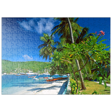 puzzleplate Strandweg in Port Elizabeth, Bequia Island, Grenadinen, Inseln über dem Winde, Karibik 200 Puzzle