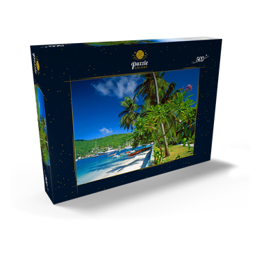 Strandweg in Port Elizabeth, Bequia Island, Grenadinen, Inseln über dem Winde, Karibik 500 Puzzle Schachtel Ansicht2