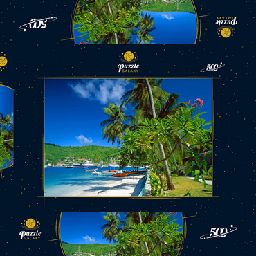 Strandweg in Port Elizabeth, Bequia Island, Grenadinen, Inseln über dem Winde, Karibik 500 Puzzle Schachtel 3D Modell