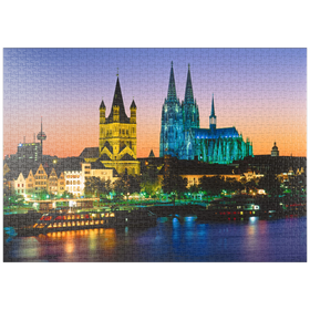 Darstellung des Puzzle-Motivs Blick zur Altstadt mit Kirche Gross St. Martin und Kölner Dom – Puzzleteile: 1000