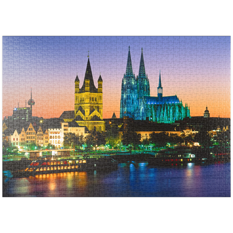 puzzleplate Blick zur Altstadt mit Kirche Gross St. Martin und Kölner Dom 1000 Puzzle