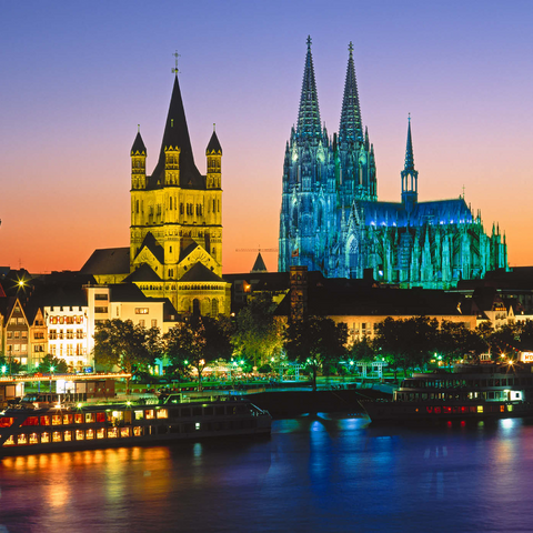 Blick zur Altstadt mit Kirche Gross St. Martin und Kölner Dom 1000 Puzzle 3D Modell