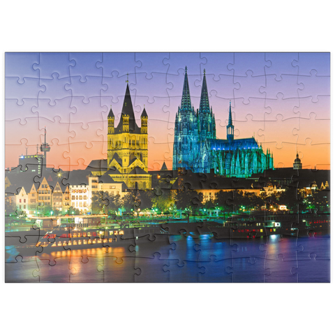 puzzleplate Blick zur Altstadt mit Kirche Gross St. Martin und Kölner Dom 100 Puzzle