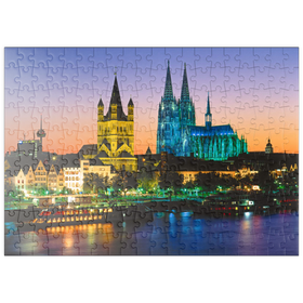 Darstellung des Puzzle-Motivs Blick zur Altstadt mit Kirche Gross St. Martin und Kölner Dom – Puzzleteile: 200