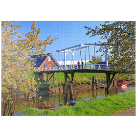 Darstellung des Puzzle Motivs Hogendiekbrücke über die Lühe in Steinkirchen - Puzzleteile: 1000