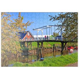 Darstellung des Puzzle Motivs Hogendiekbrücke über die Lühe in Steinkirchen - Puzzleteile: 200