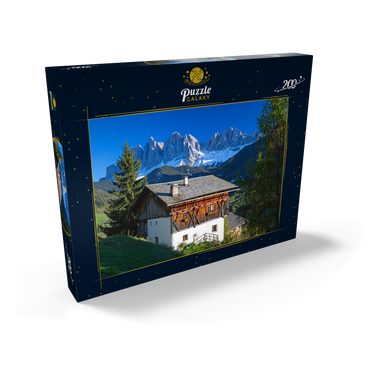 Bauernhaus mit Blick zur Geislergruppe (3025m), Naturpark Puez-Geisler, Villnösstal, Italien 200 Puzzle Schachtel Ansicht2