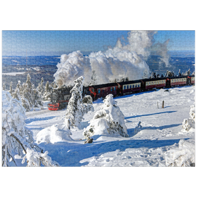 Darstellung des Puzzle-Motivs Brockenbahn auf der Fahrt zum Brocken (1142m), Harz – Puzzleteile: 1000